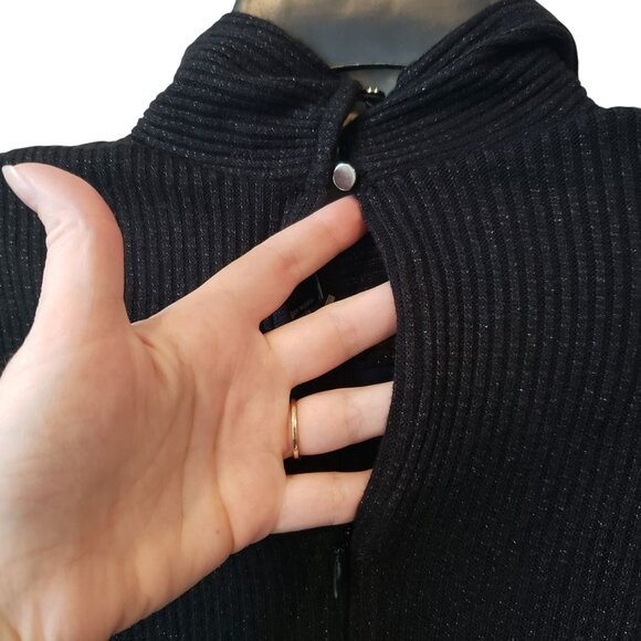 Sabina Musayev Black Metallic Ruched Dress Long Sleeve Party Holiday Fun Sexy - Picture 16 of 16